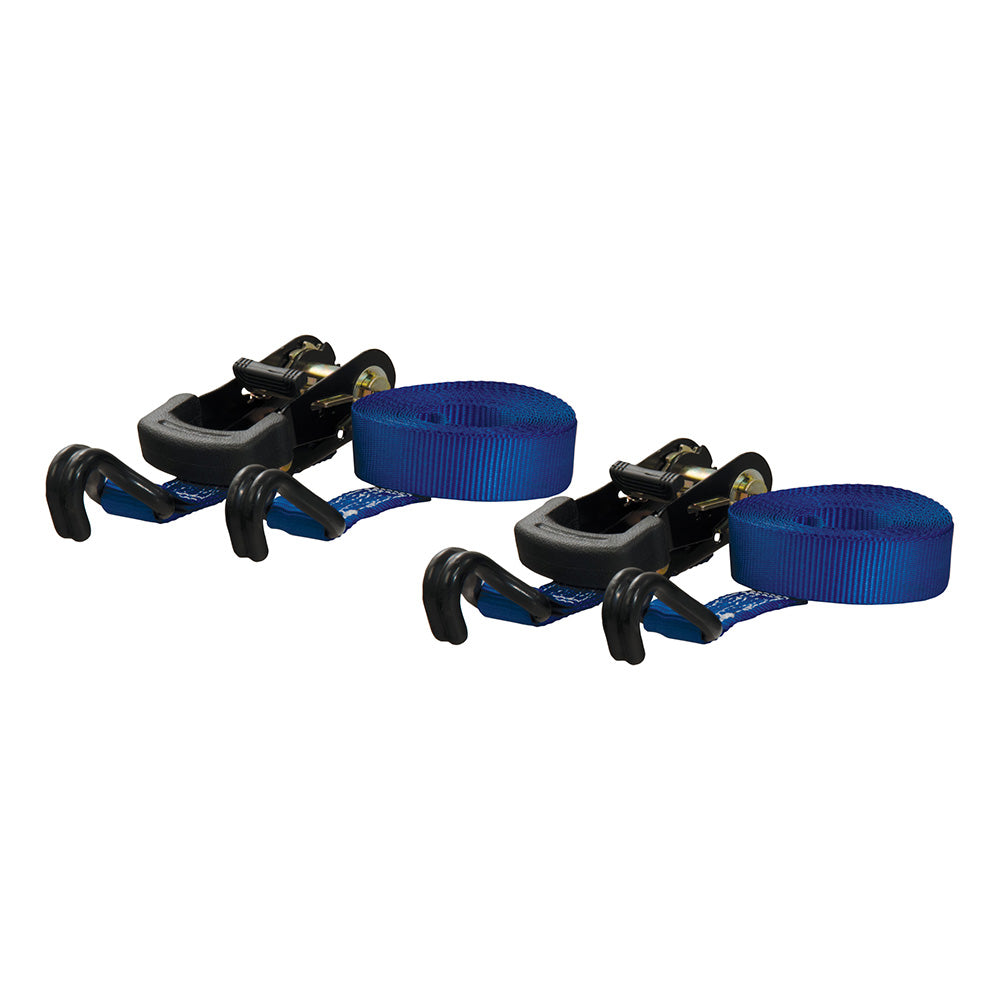 CURT 16 Blue Cargo Straps w/"J" Hooks - 733 lbs - 2 Pack [83020]